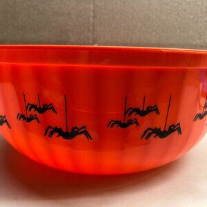 Pumpkin Hollow Plastic Orange Spider Candy Bowl #F80